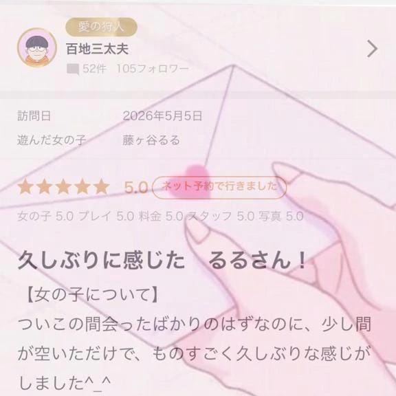 「口コミお礼」05/06(水) 13:20 | 藤ヶ谷るるの写メ