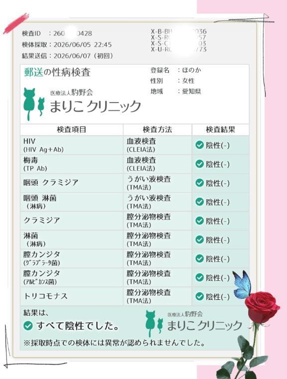 「検査結果」06/08(月) 21:05 | ほのかの写メ